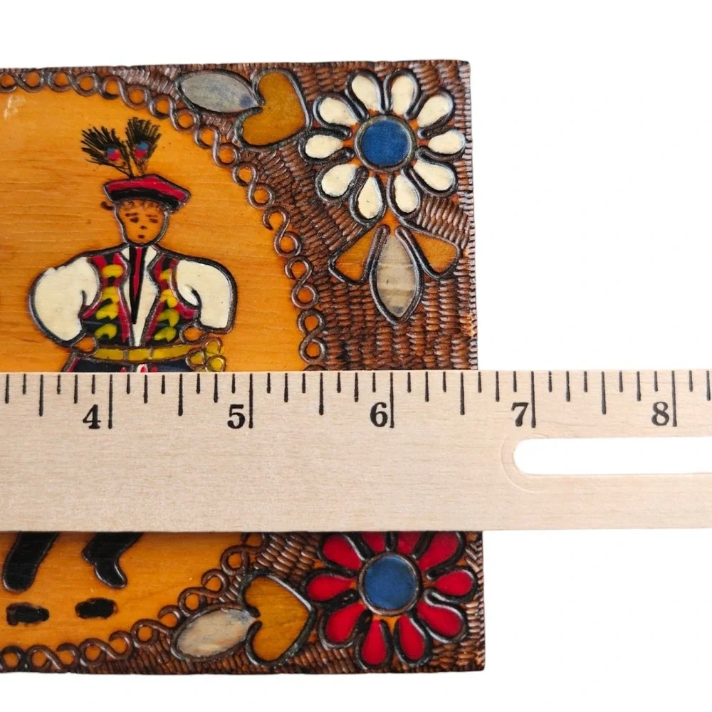 Vintage Floral Wooden Jewelry Trinket Cigar Box Soviet Russia Theme
